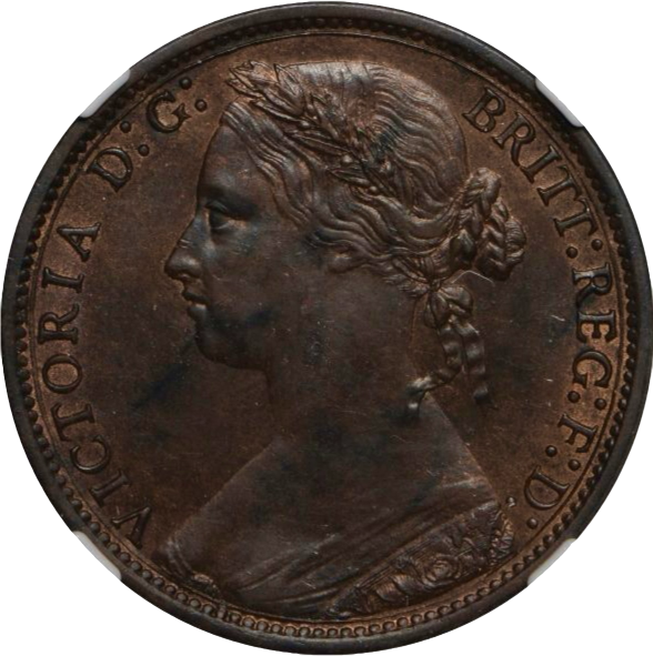 1877 Penny F91 Obv 8 Rev J UNC MS61