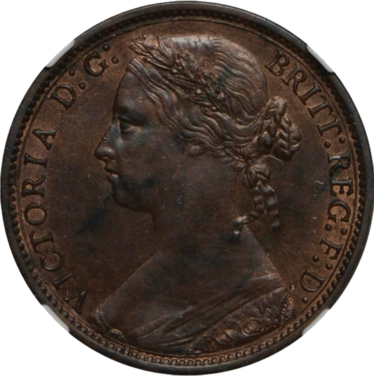 1877 Penny F91 Obv 8 Rev J UNC MS61
