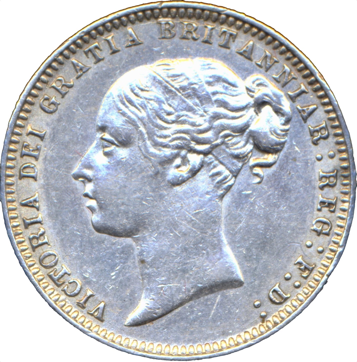 1877 Sixpence Second young head die 32 S3910 ESC 3232 Scarce GEF