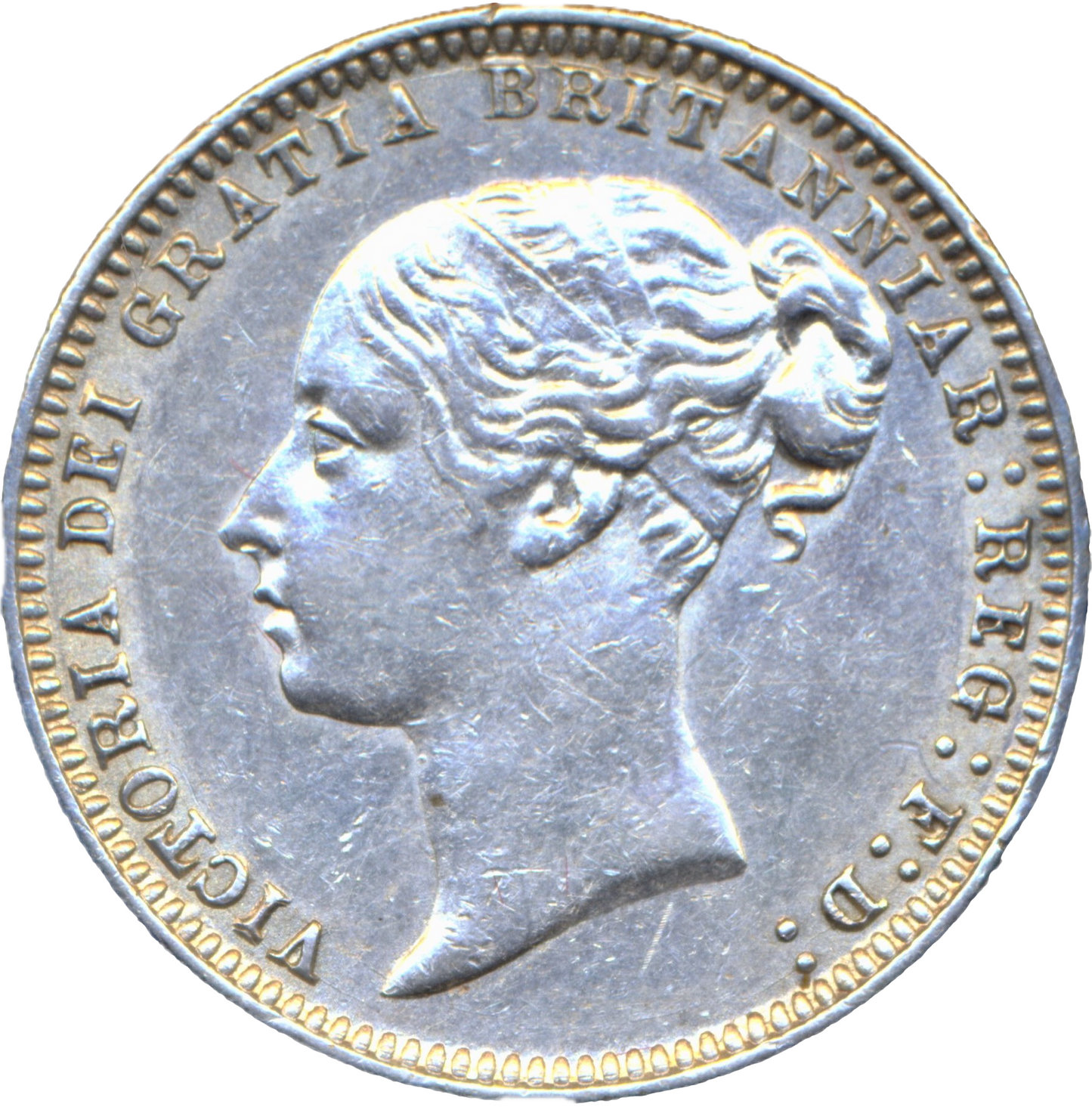 1877 Sixpence Second young head die 32 S3910 ESC 3232 Scarce GEF