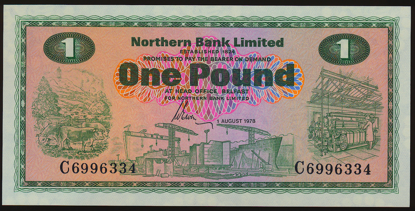 NORTHERN IRELAND P.187 NI602c 1978 Northern Bank £1 UNC