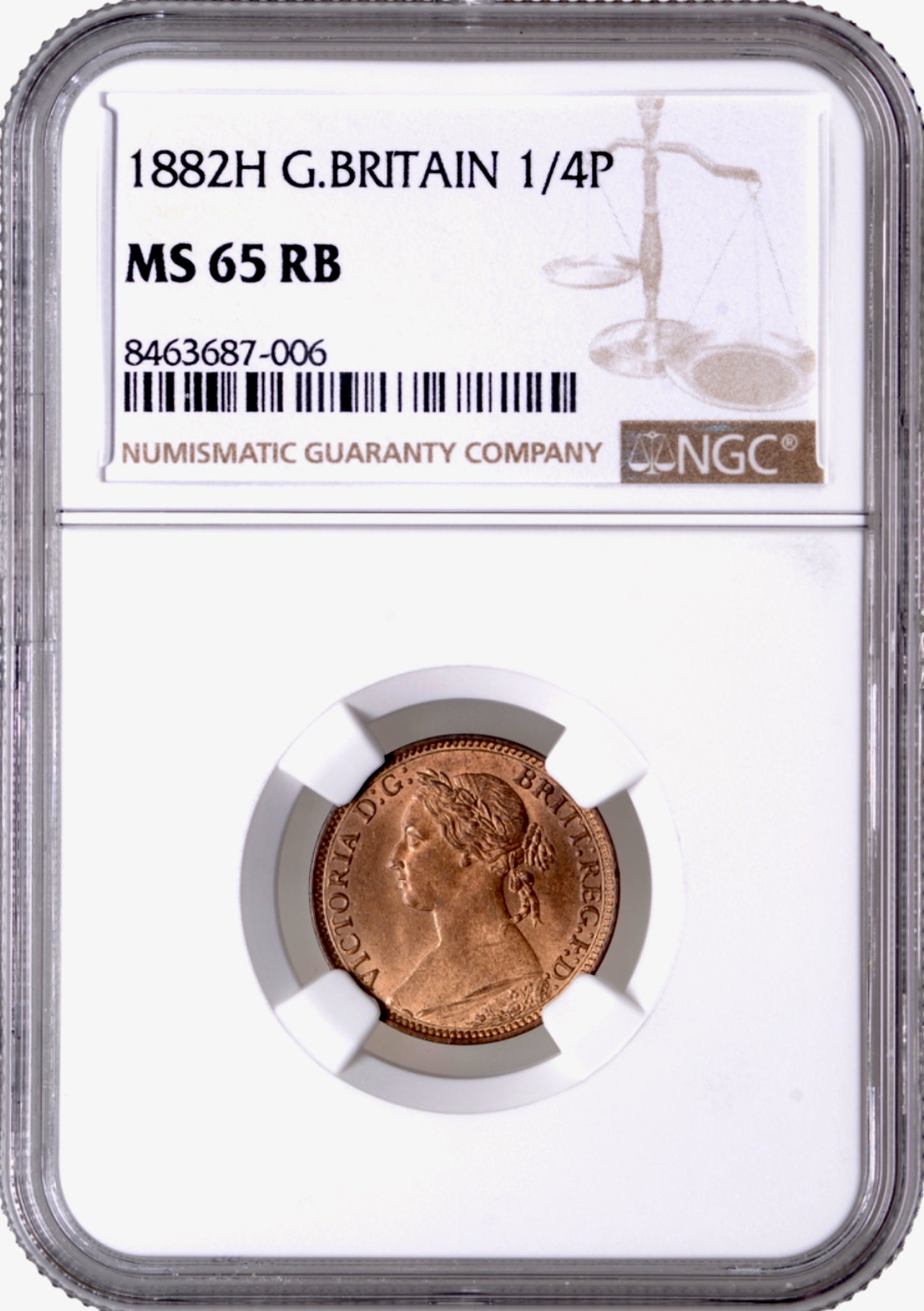 1882H Farthing S3959 F 549 MS 65 RB