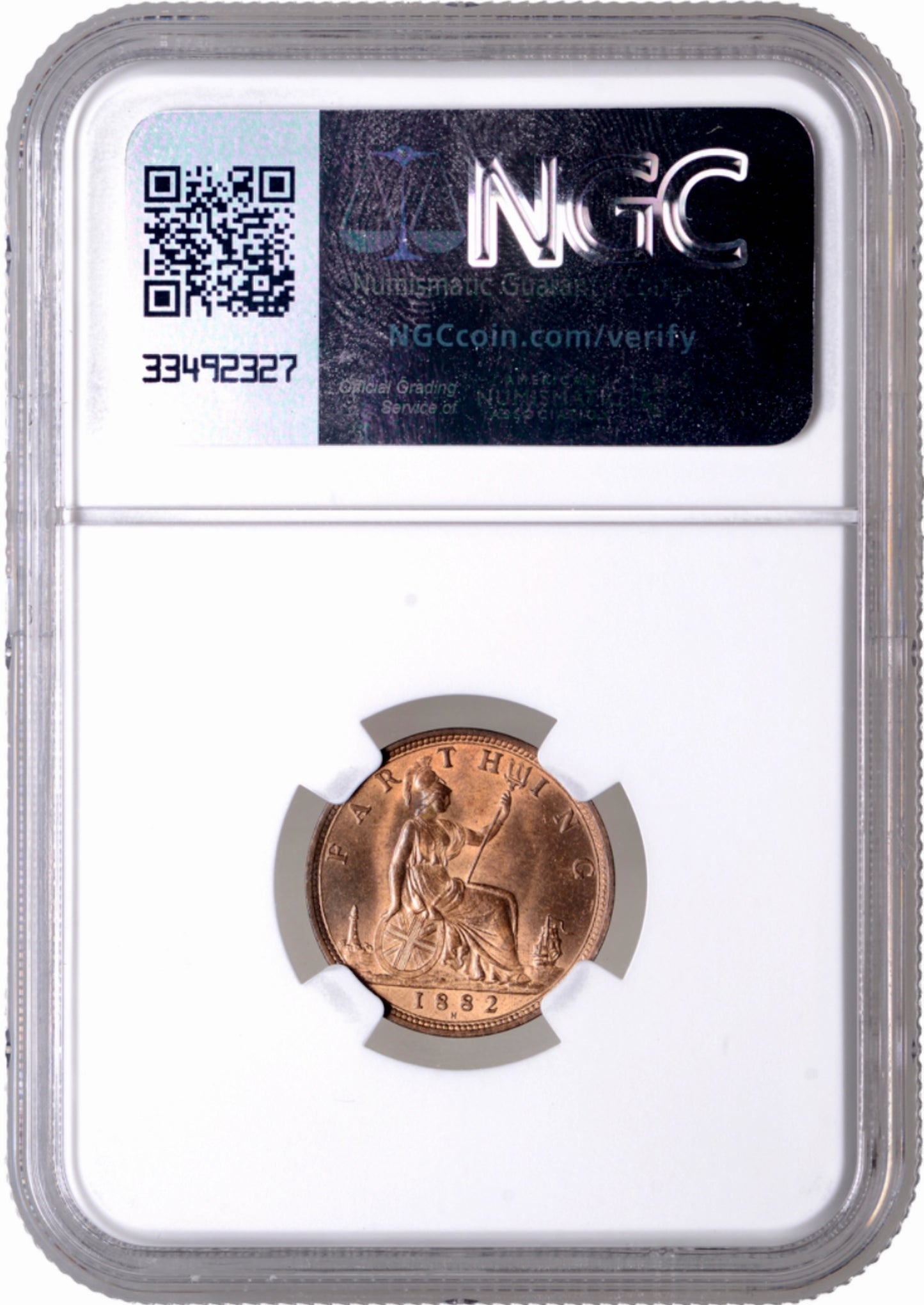 1882H Farthing S3959 F 549 MS 65 RB