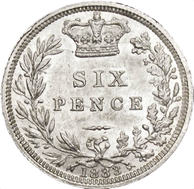 1883 Sixpence Third young head S3912 ESC 3255 Scarce UNC