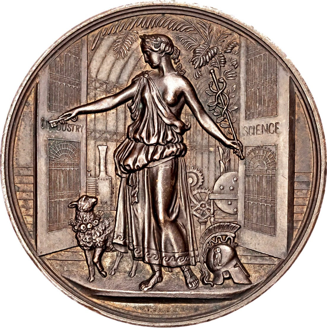 1884 International Exhibition 63mm official copper medal by Pinches and Fisch BHM 3174