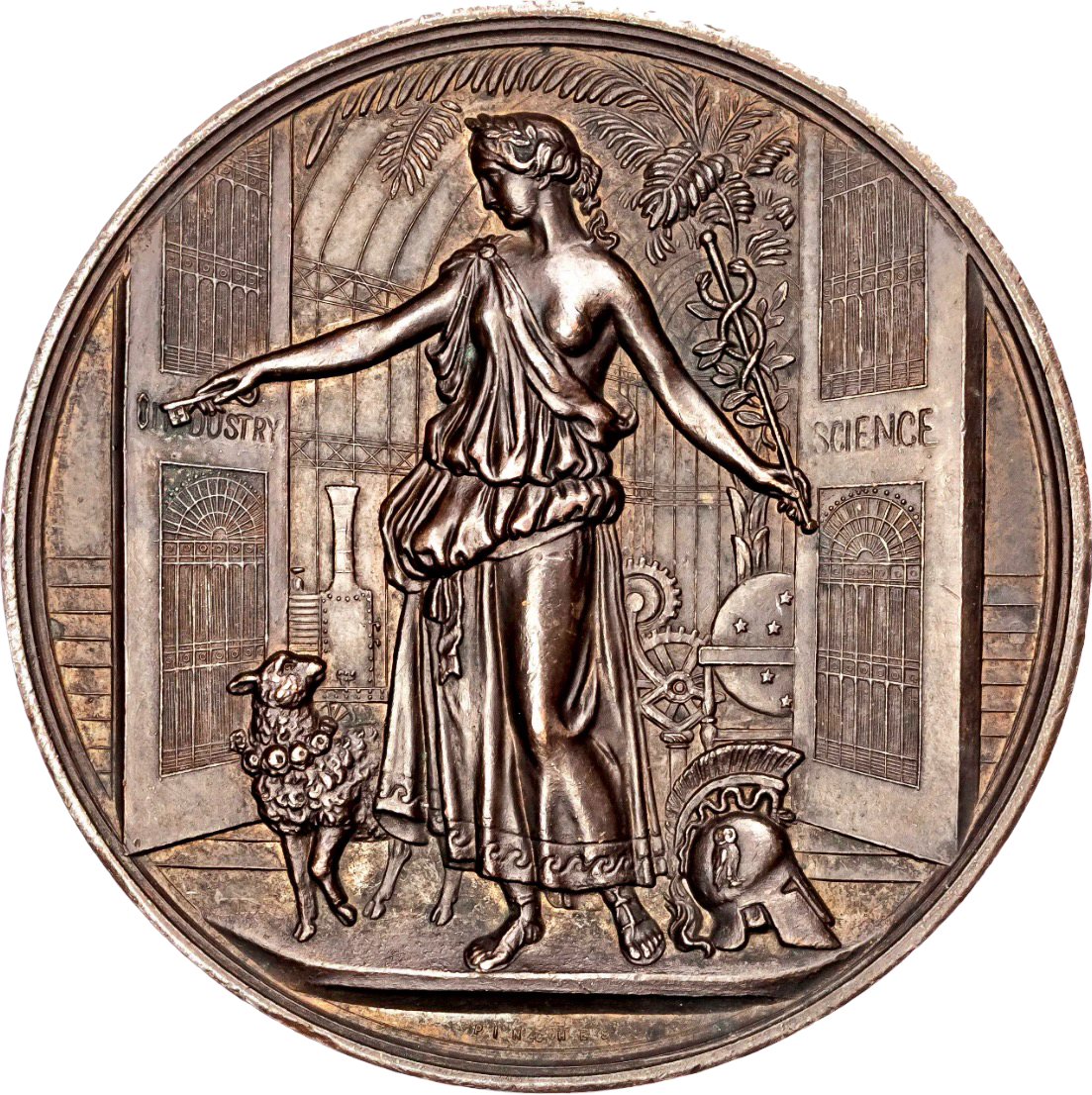 1884 International Exhibition 63mm official copper medal by Pinches and Fisch BHM 3174