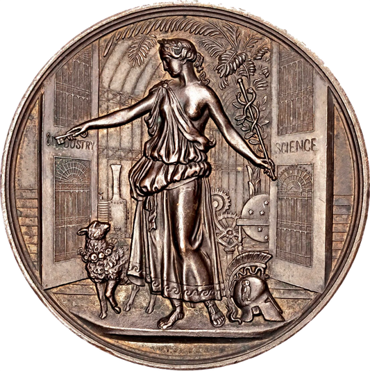 1884 International Exhibition 63mm official copper medal by Pinches and Fisch BHM 3174