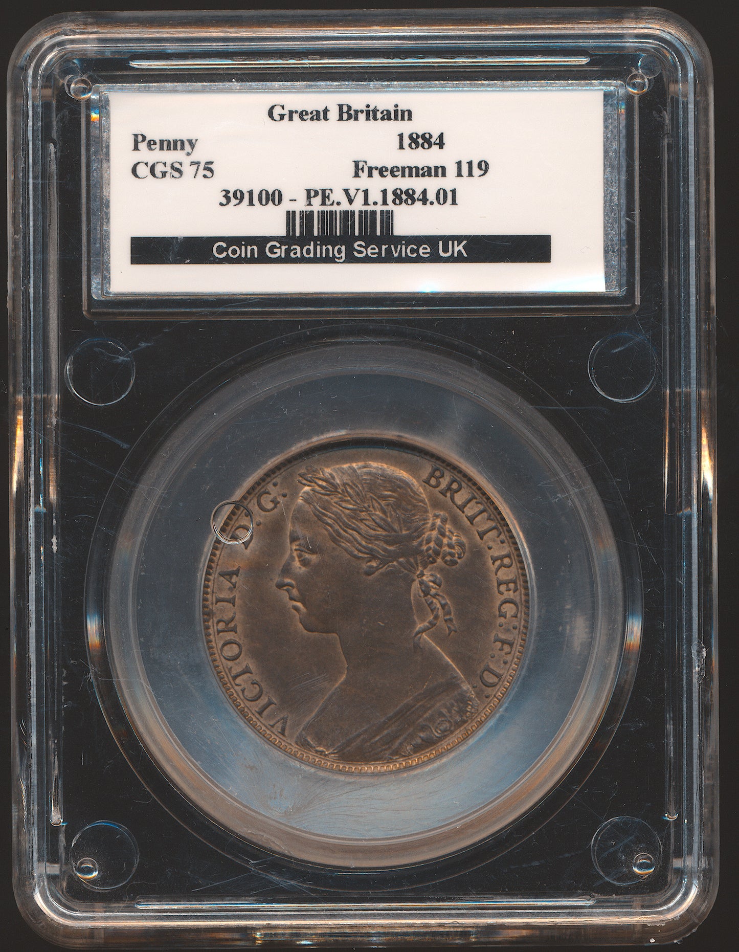 1884 Penny F119 UNC LCGS75