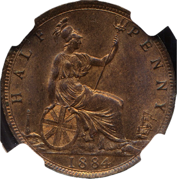 1884 Halfpenny F 352 UNC MS64RB