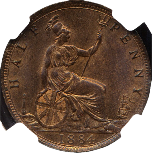 1884 Halfpenny F 352 UNC MS64RB