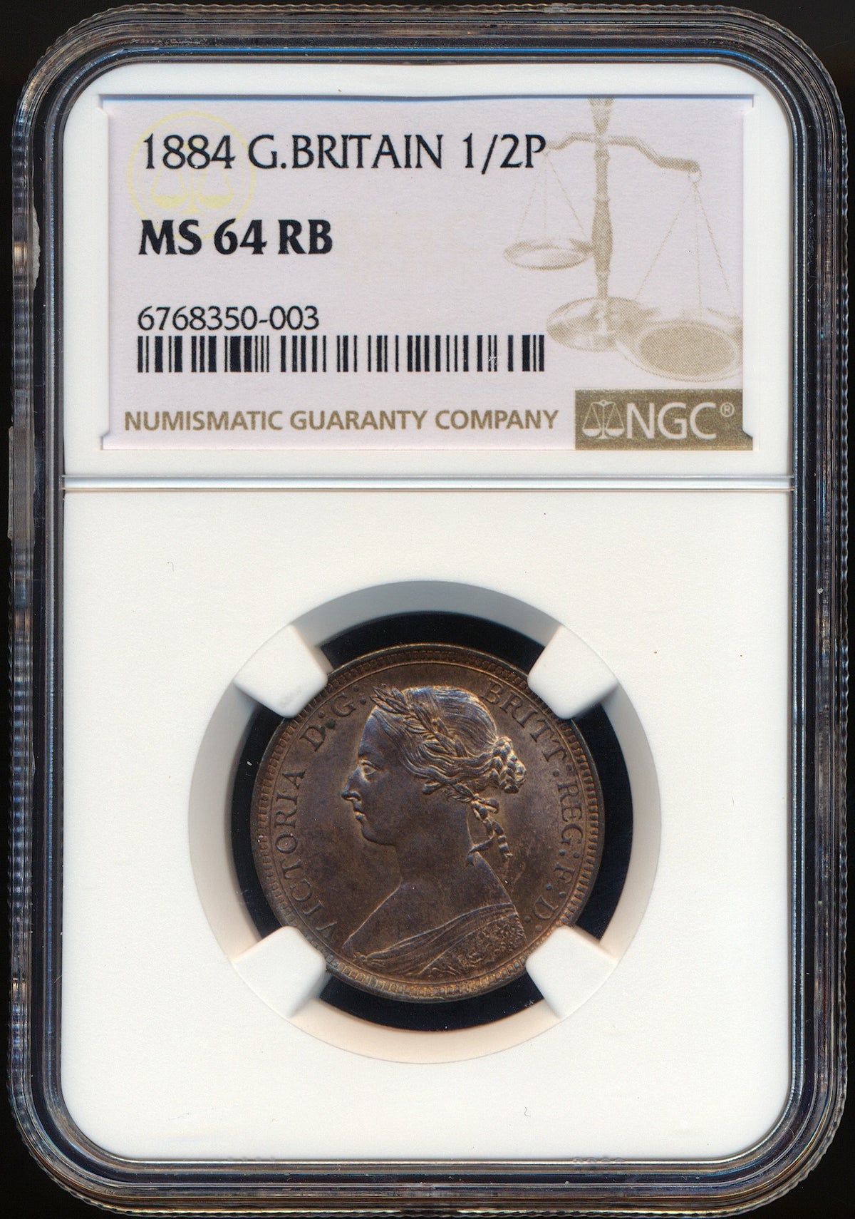 1884 Halfpenny F 352 UNC MS64RB