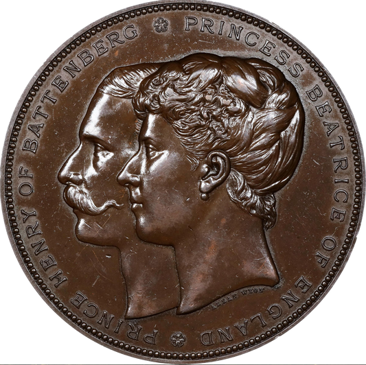 1885 Marriage of Princess Beatrice to Prince Henry of Battenberg 64mm bronze medal BHM 3183 E1718