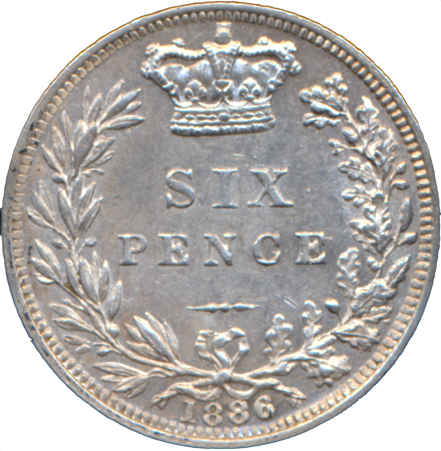 1886 Sixpence Third young head S3912 ESC 3260 UNC