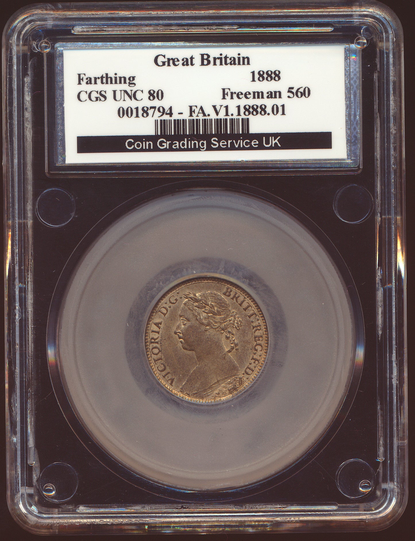 1888 Farthing S3958 F 560 UNC CGS80