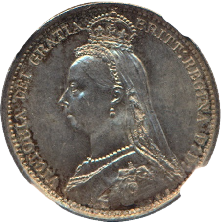 1889 Sixpence Jubilee head ESC 3279 UNC MS63
