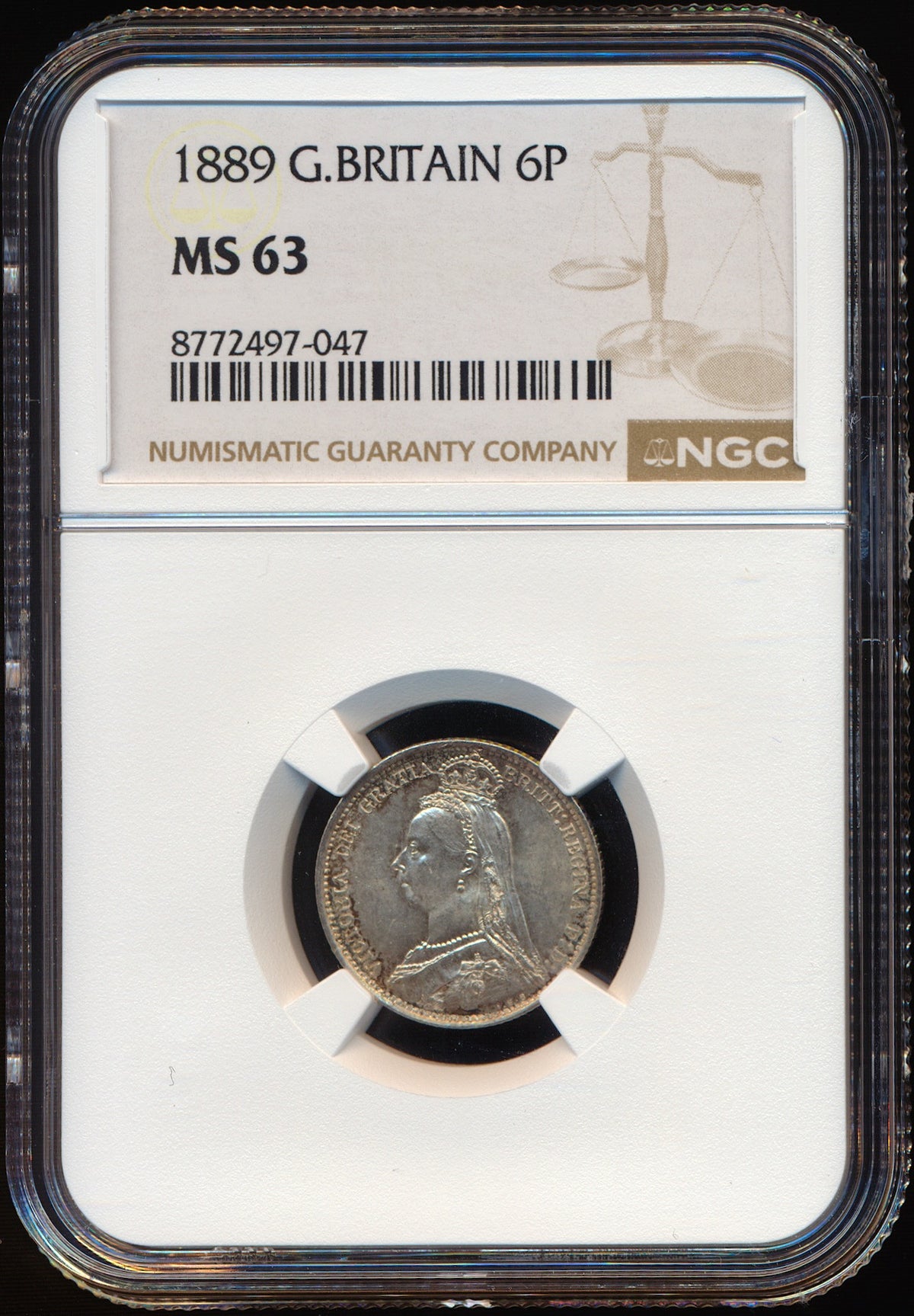 1889 Sixpence Jubilee head ESC 3279 UNC MS63