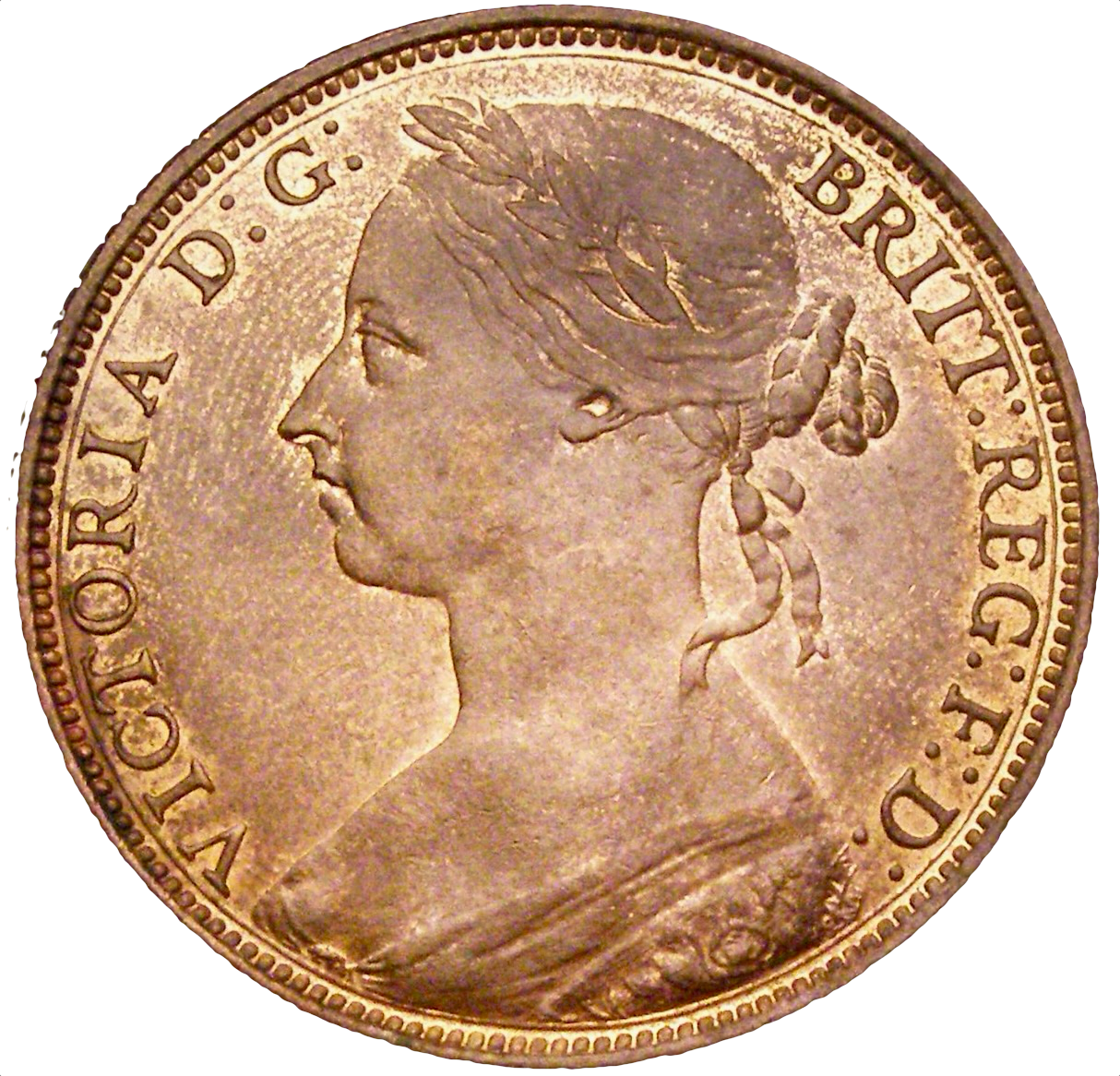 1889 Penny S3954 F128 Obv 13 Rev N AUNC