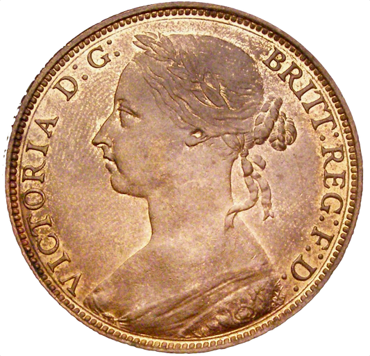 1889 Penny S3954 F128 Obv 13 Rev N AUNC