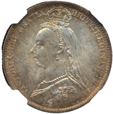 1890 Sixpence S3929 ESC 3280 UNC MS64