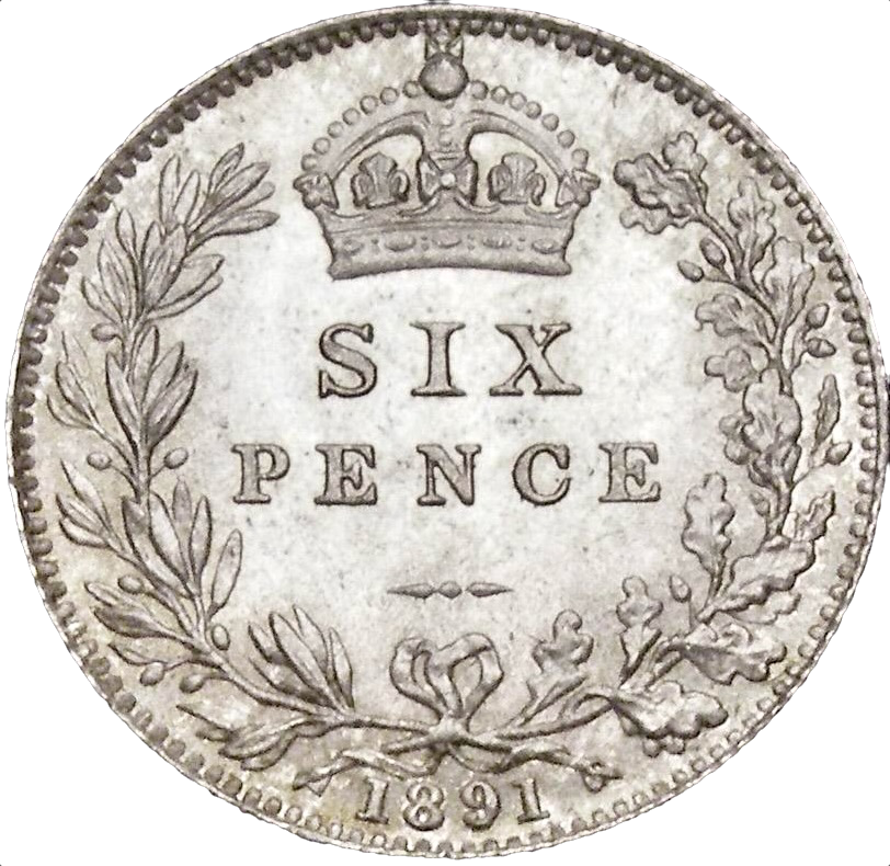 1891 Sixpence S3929 ESC 3282 UNC