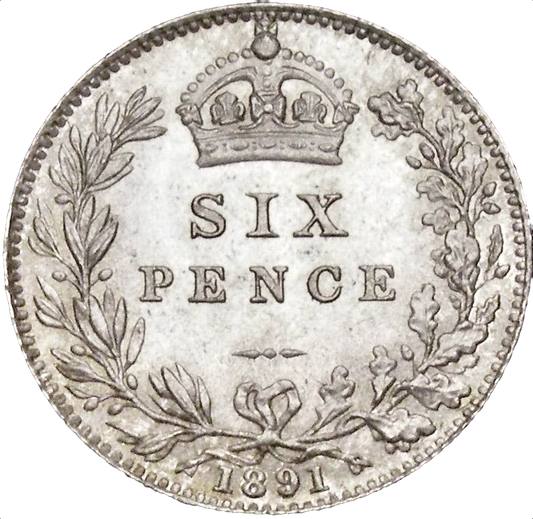 1891 Sixpence S3929 ESC 3282 UNC