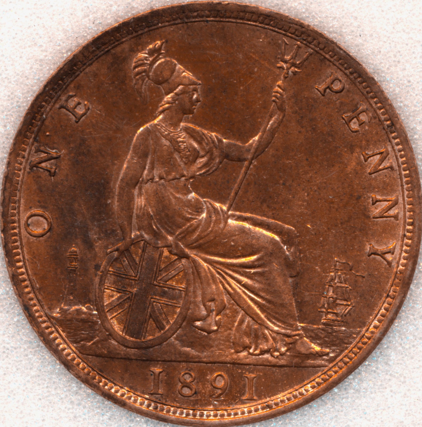 1891 Penny S3954 F132 UNC MS64