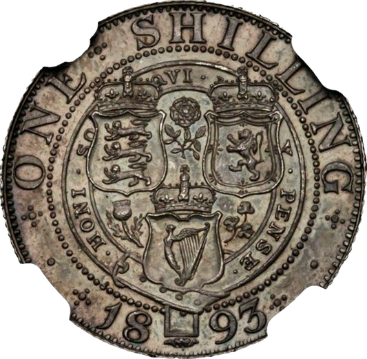 1893 Shilling Old veiled head S3940 ESC 3153 UNC MS63
