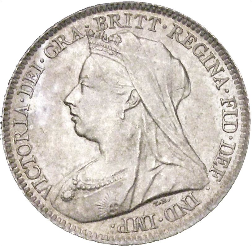 1896 Sixpence Old veiled head S3941 ESC 3289 Scarce UNC