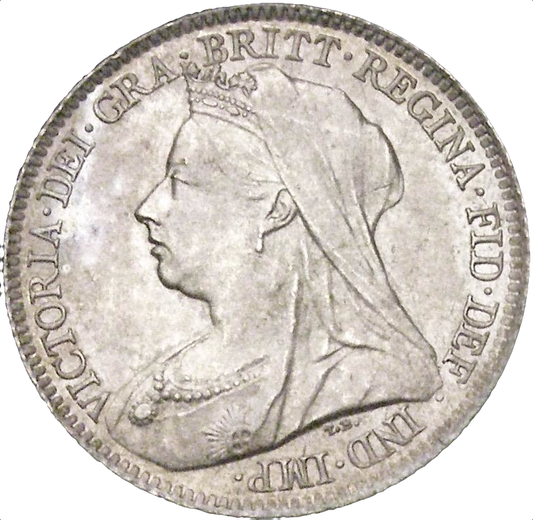 1896 Sixpence Old veiled head S3941 ESC 3289 Scarce UNC