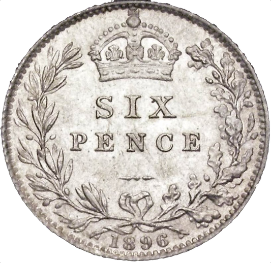 1896 Sixpence Old veiled head S3941 ESC 3289 Scarce UNC