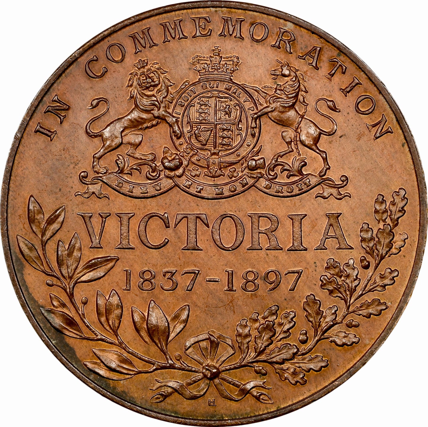 1897 Diamond Jubilee bronze medal BHM 3549 MS 62BN