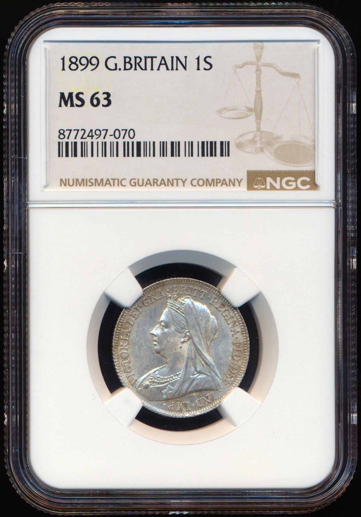 1899 Shilling Old veiled head S3940A ESC 3164 UNC MS63