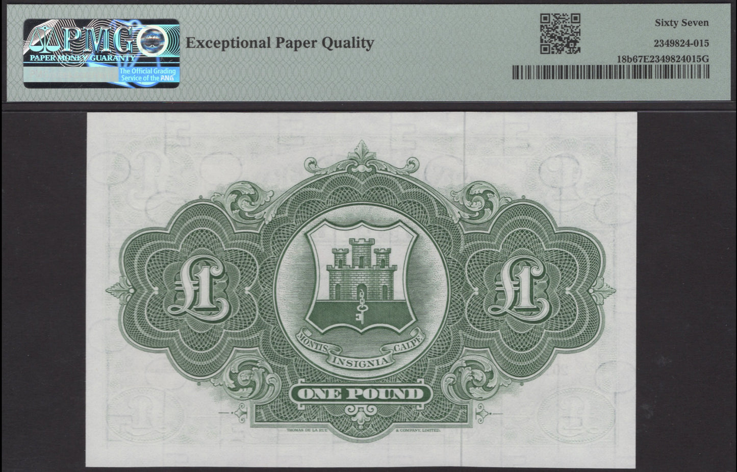 GIBRALTAR P.18b 1971 £1 SUPERB UNC 67 EPQ