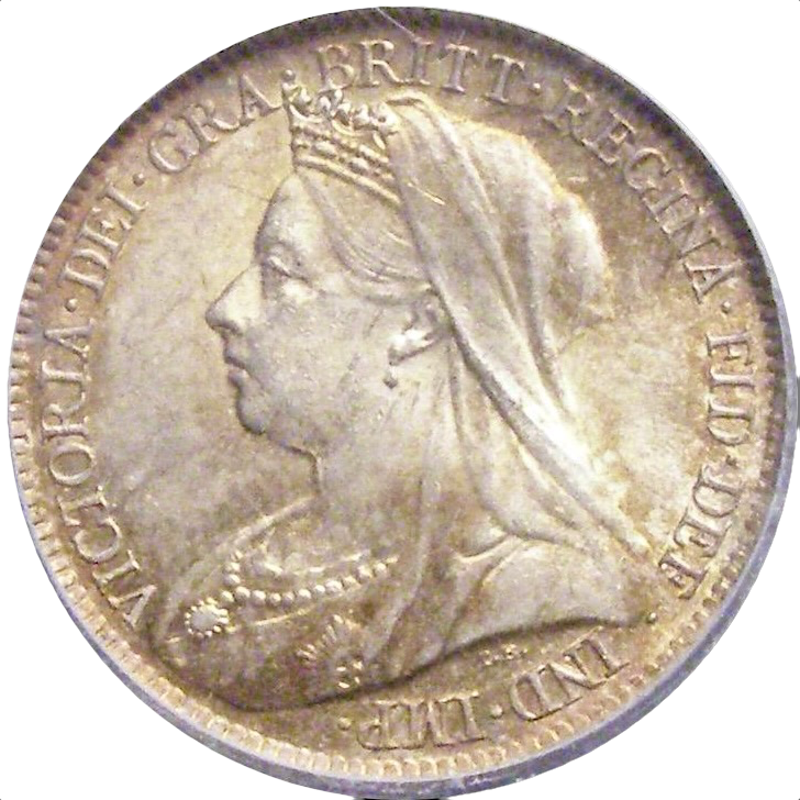 1900 Sixpence Old veiled head S3941 ESC 3293 UNC CGS 80
