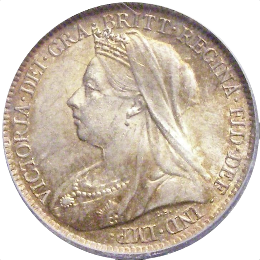 1900 Sixpence Old veiled head S3941 ESC 3293 UNC CGS 80