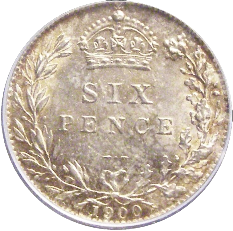 1900 Sixpence Old veiled head S3941 ESC 3293 UNC CGS 80