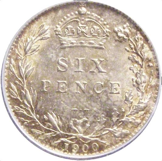 1900 Sixpence Old veiled head S3941 ESC 3293 UNC CGS 80