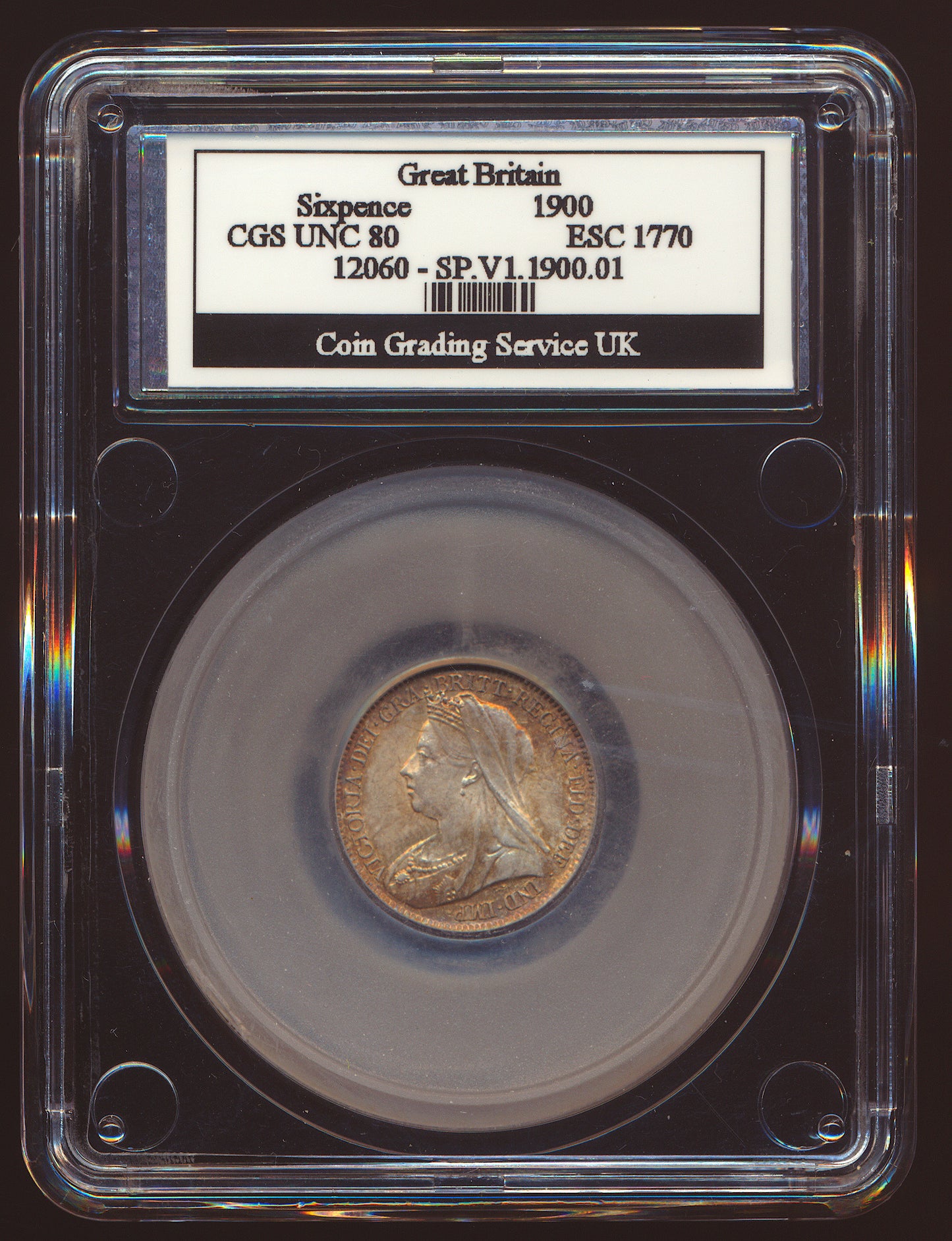 1900 Sixpence Old veiled head S3941 ESC 3293 UNC CGS 80