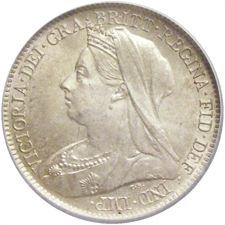 1901 Sixpence Old veiled head S3941 ESC 3294 UNC CGS 85