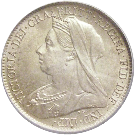 1901 Sixpence Old veiled head S3941 ESC 3294 UNC CGS 85
