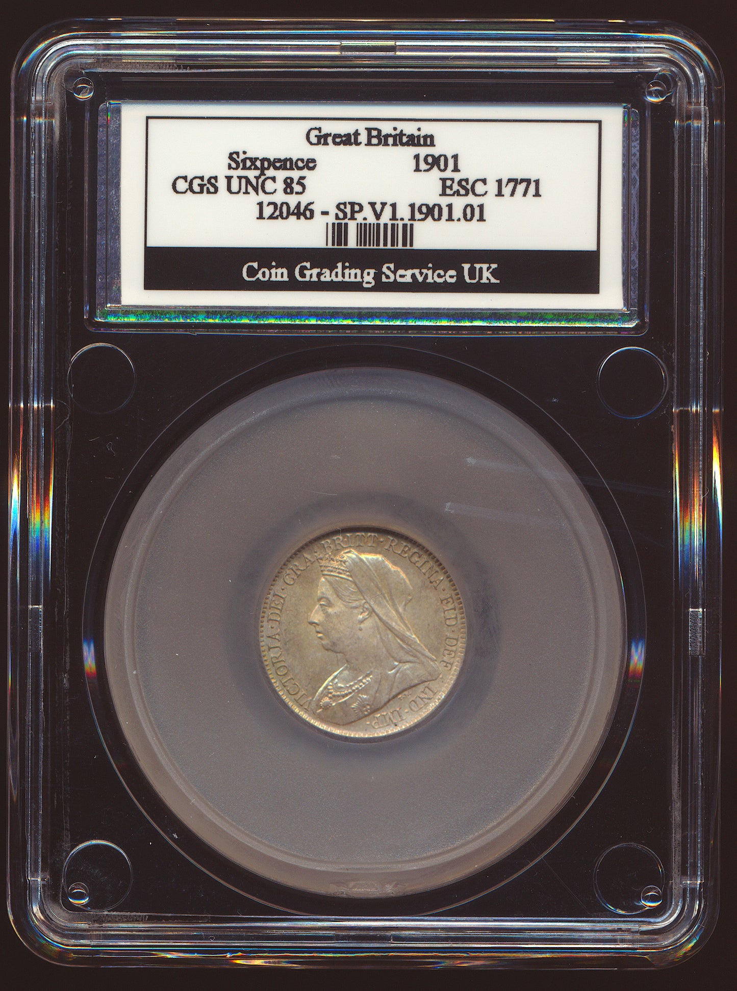 1901 Sixpence Old veiled head S3941 ESC 3294 UNC CGS 85