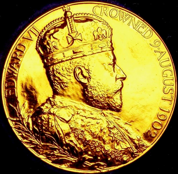 1902 Coronation gilt-bronze medal boxed E1871a BHM 3737