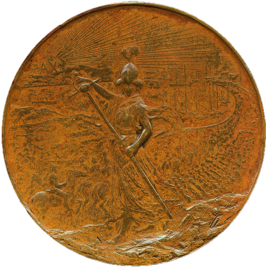 1902 South Africa War Memorial 70mm bronze medal by E Fuchs BHM 3679 E1850a