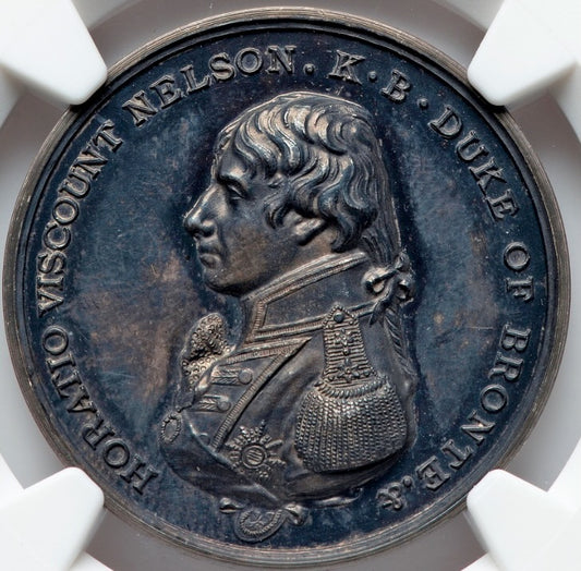 1905 Centenary of the Battle of Trafalgar 32mm silver medal BHM 3923 MS63 Very rare