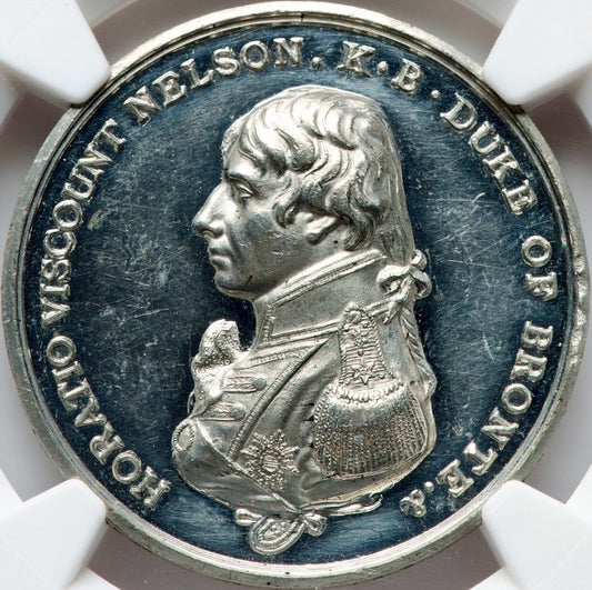 1905 Centenary of the Battle of Trafalgar 32mm white metal medal BHM 3923 MS62