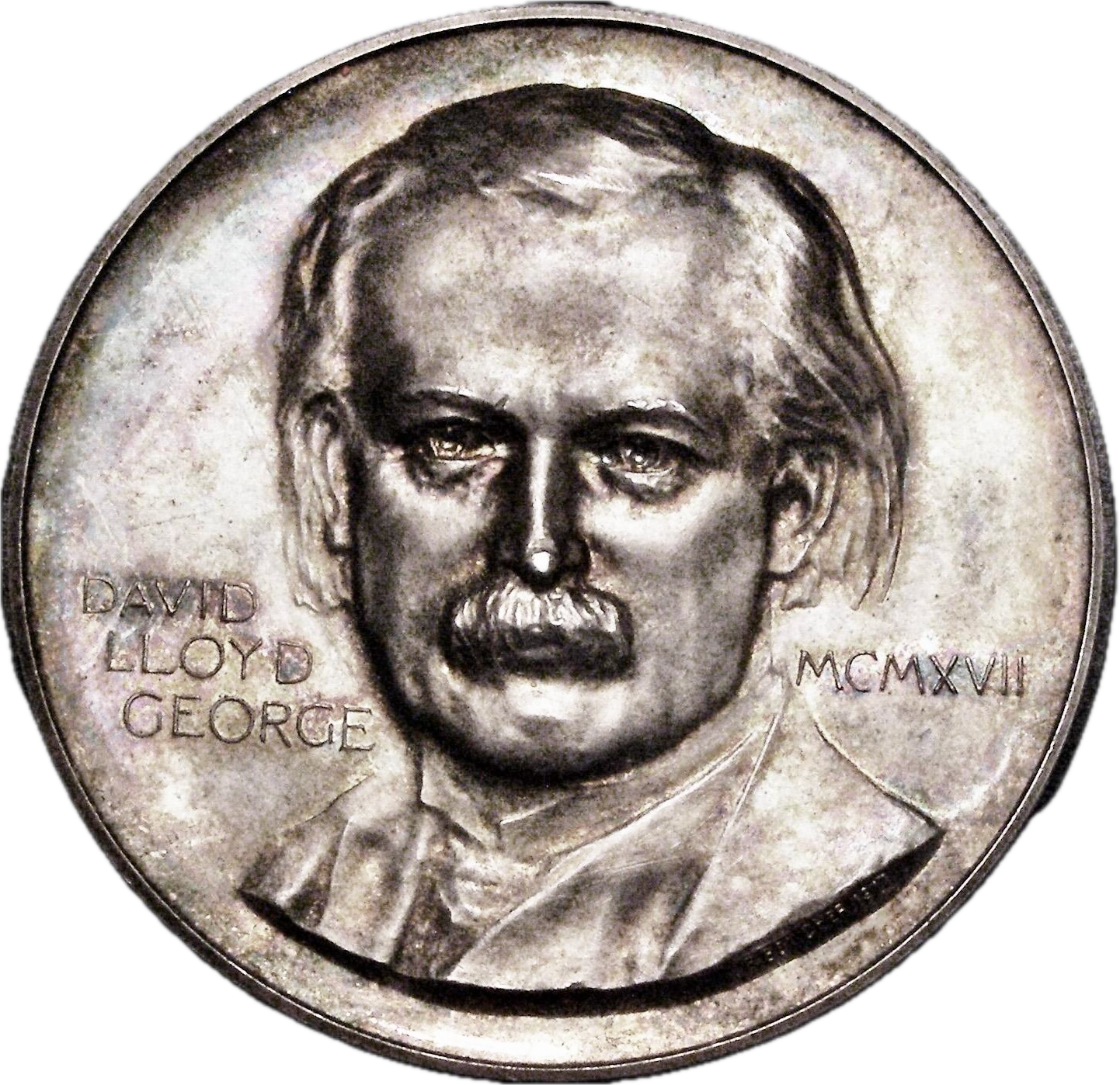 1917 David Lloyd George 45mm silver medal by Frank Bowcher BHM 4130 E1959