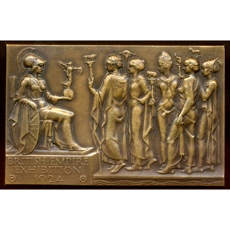 1924 British Empire Exhibition 77mm*50mm bronze plaque by E Carter Preston BHM 4189 E1988