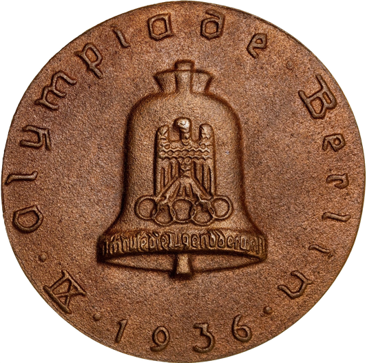 1936 GERMANY Olympic Games Berlin 70 mm bronze Participants Medal in original case
