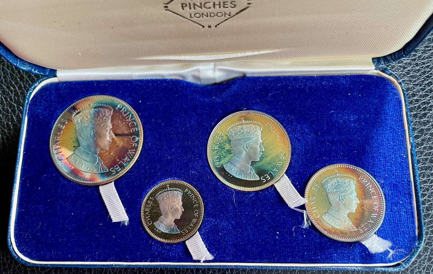 1969 Investiture of Prince of Wales 4 medal set in silver by J Pinches in box of issue with certificate