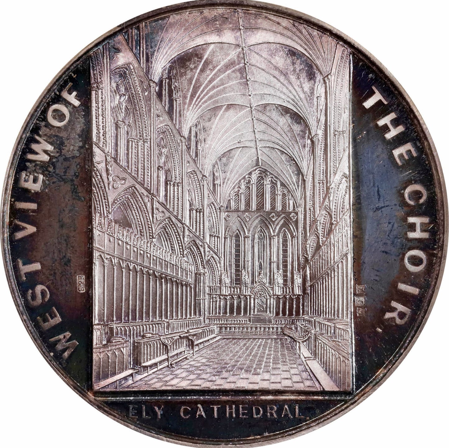 1975 Ely Cathedral 61mm silver medal (original dies by J Davis) BHM 2368 MS65